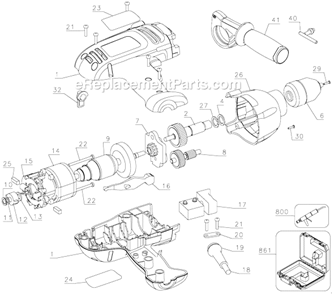 Page A Diagram and Parts List for DR600 Type 3 Black and Decker Hammer Drill